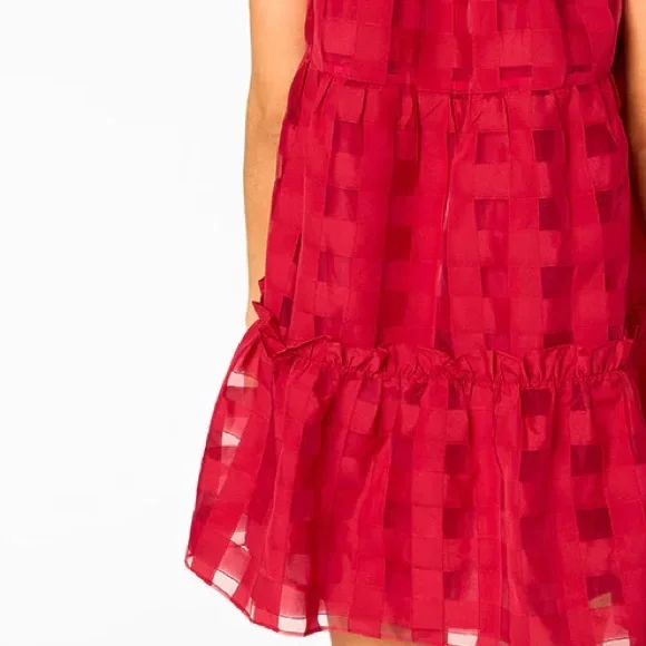 NWT Buddy Love Aubrey Ruffle Shoulder Short Dress - Ruby - XL - Picture 3 of 6